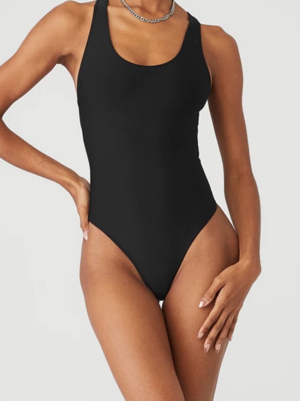 ALO Yoga Airlift Barre Bodysuit Asymmetrical Cutout High-Cut Legs Size Medium